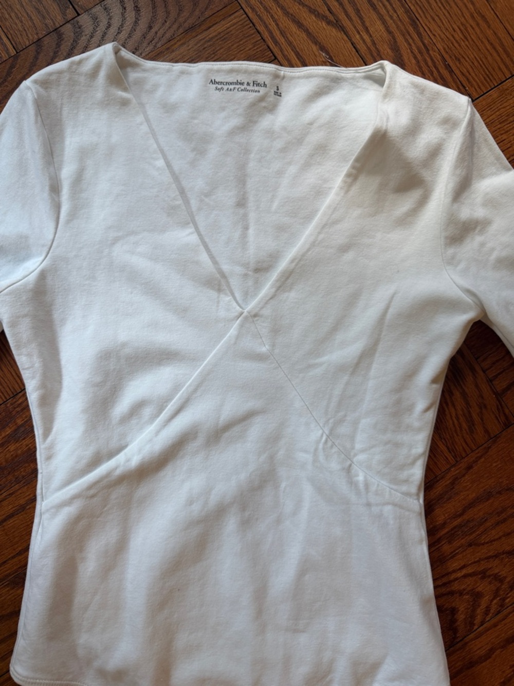 Abercrombie & Fitch White Short-Sleeve V-Neck Wrap Top